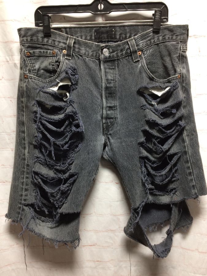 faded black jean shorts