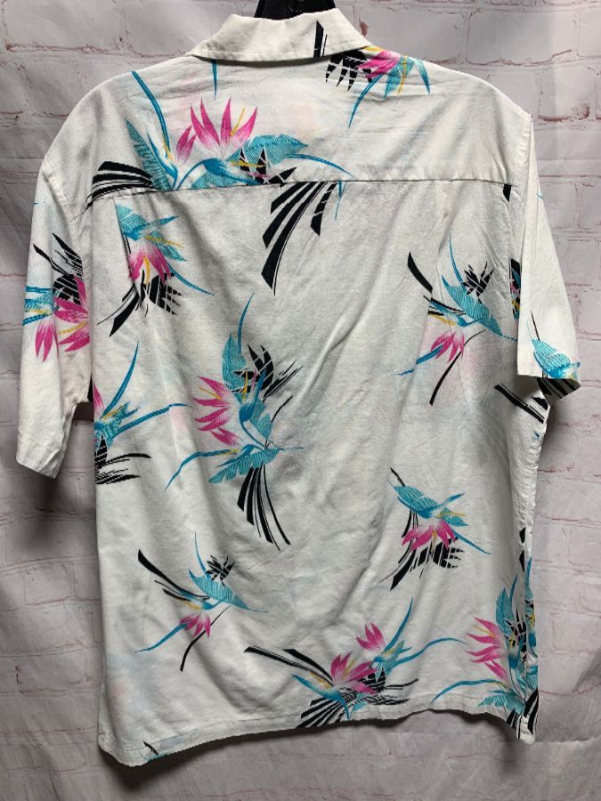 Cotton Hawaiian Shirt W/ Rad Birds Of Paradise Floral Print | Boardwalk ...