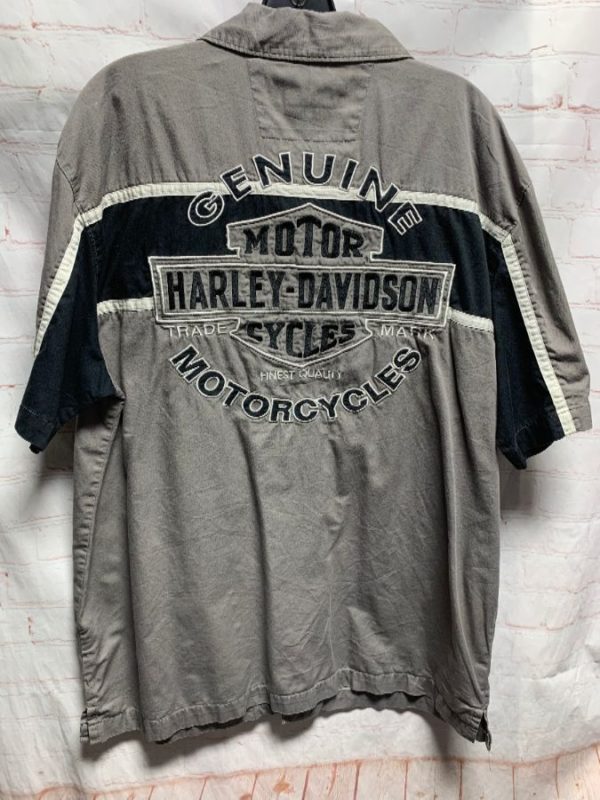 Cotton Harley Davidson Shirt W/ Embroidered Designs | Boardwalk Vintage