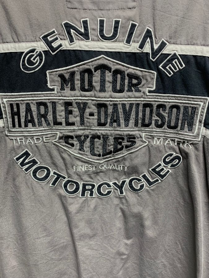 Cotton Harley Davidson Shirt W/ Embroidered Designs | Boardwalk Vintage