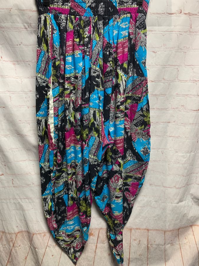 1990’s Funky Printed Rayon Beach Pants W/ Tapered Leg & Elastic Waist ...