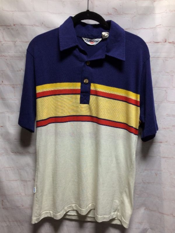 1970’s-80’s Retro Levis Polo Style Shirt W/ Striped Color-block Design ...