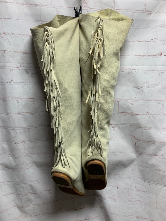 Amazing 1980s Knee High Suede Fringe Boots Pointed Toe As-is ...