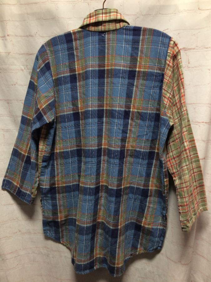 Flannel Shirt W/ Two Patchwork Plaid Prints | Boardwalk Vintage