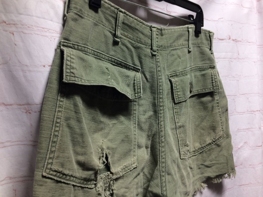 Cotton Military Fatigue Cut-off Shorts Frayed & Distressed | Boardwalk ...