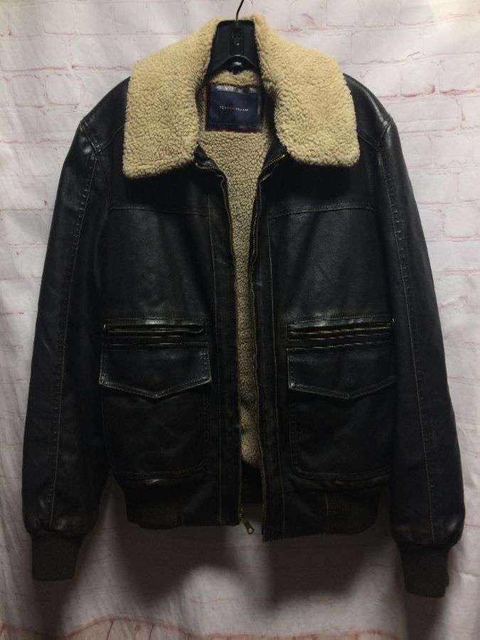 tommy hilfiger faux leather bomber jacket