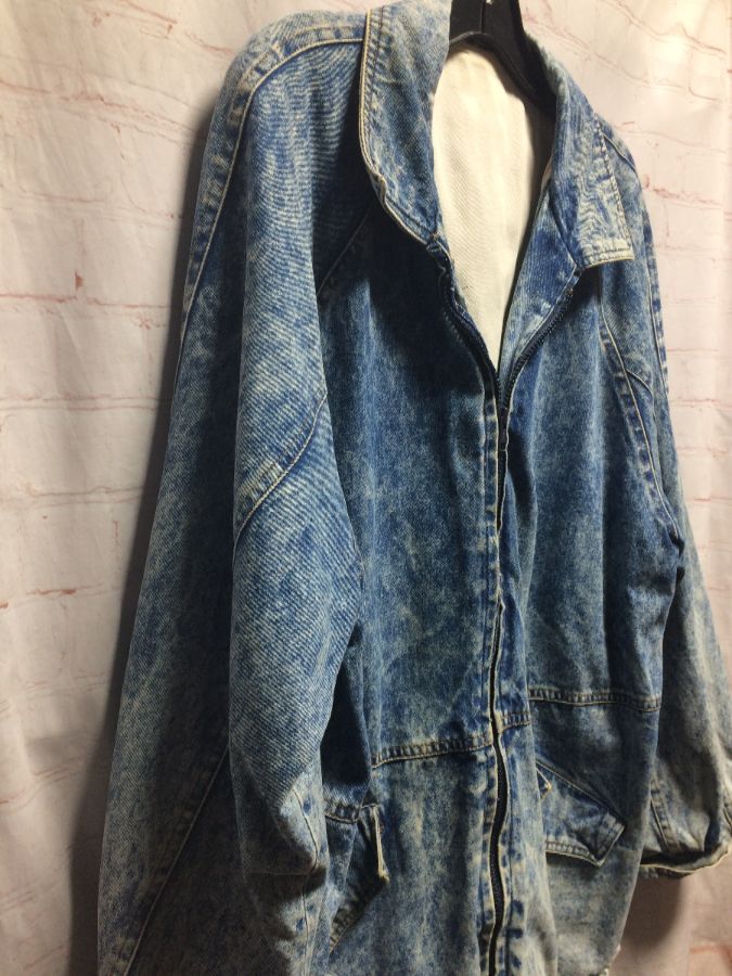 1980'S ACID WASHED ZIPUP DENIM JACKET TRENCH COAT LENGTH » Boardwalk