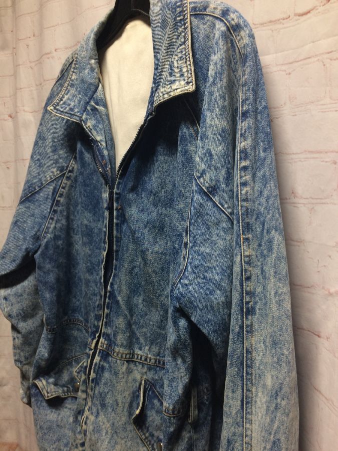 1980'S ACID WASHED ZIP-UP DENIM JACKET TRENCH COAT LENGTH » Boardwalk ...