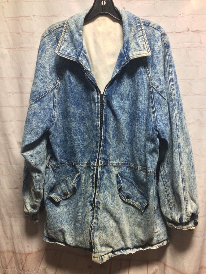 1980'S ACID WASHED ZIP-UP DENIM JACKET TRENCH COAT LENGTH » Boardwalk ...