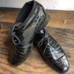 LACEUP OXFORD BOOTIES EMBOSSED CROCODILE LEATHER MADE IN FRANCE