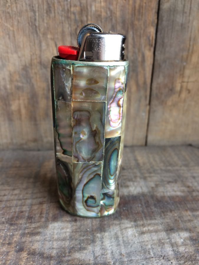 Lighter Case W/ Abalone Shell & Stamped 925 Sterling Silver
