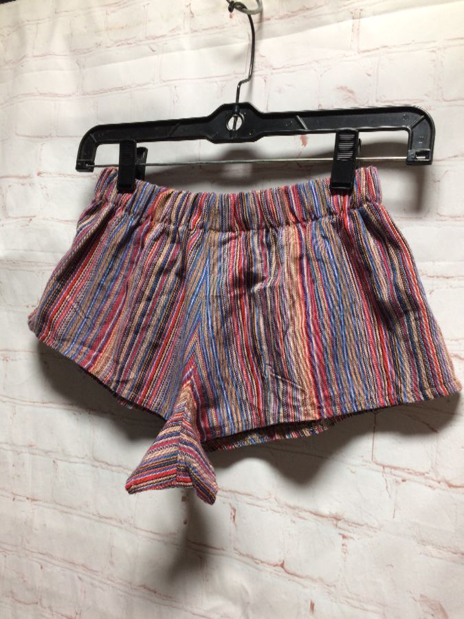 Super High Cut Shorts W/ Vertical Stripe Print & Elastic Waist ...