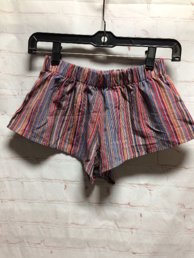 Super High Cut Shorts W/ Vertical Stripe Print & Elastic Waist ...