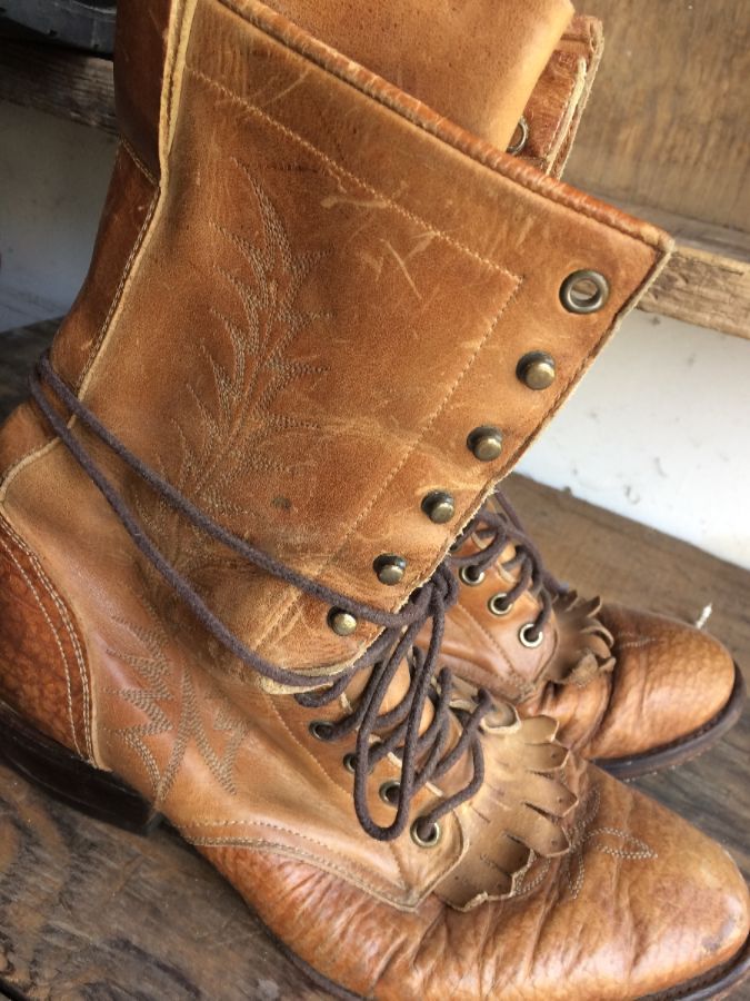 tony lama lace up cowboy boots