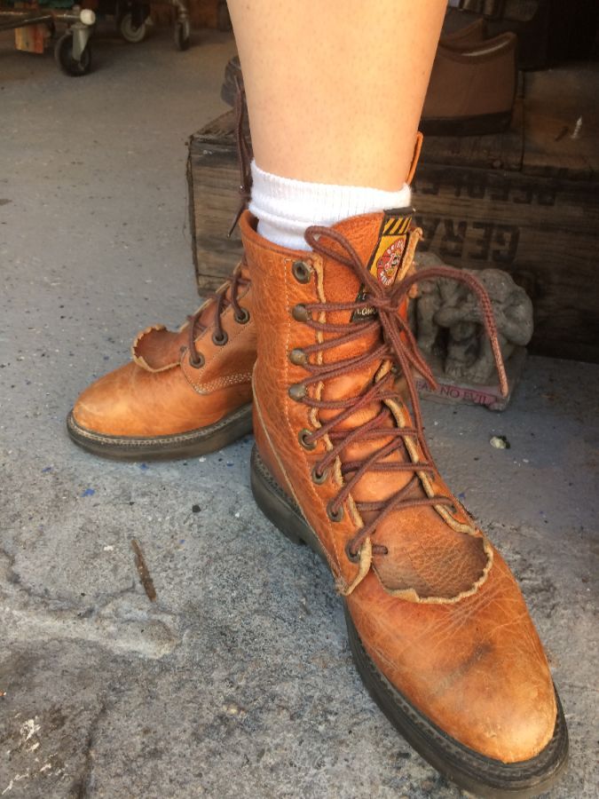 Leather Lace Up Roper Work Boots Size 7 | Boardwalk Vintage