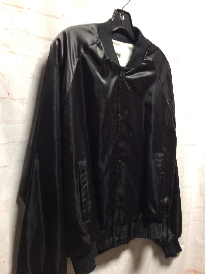 Classic Satin Dare Bomber Jacket With Screen Printed Logo On Back ...