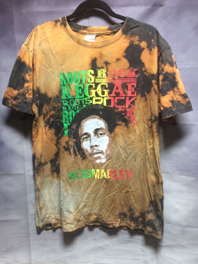 Over-Dye Portrait Burnout Juniors T-Shirt Bob Marley