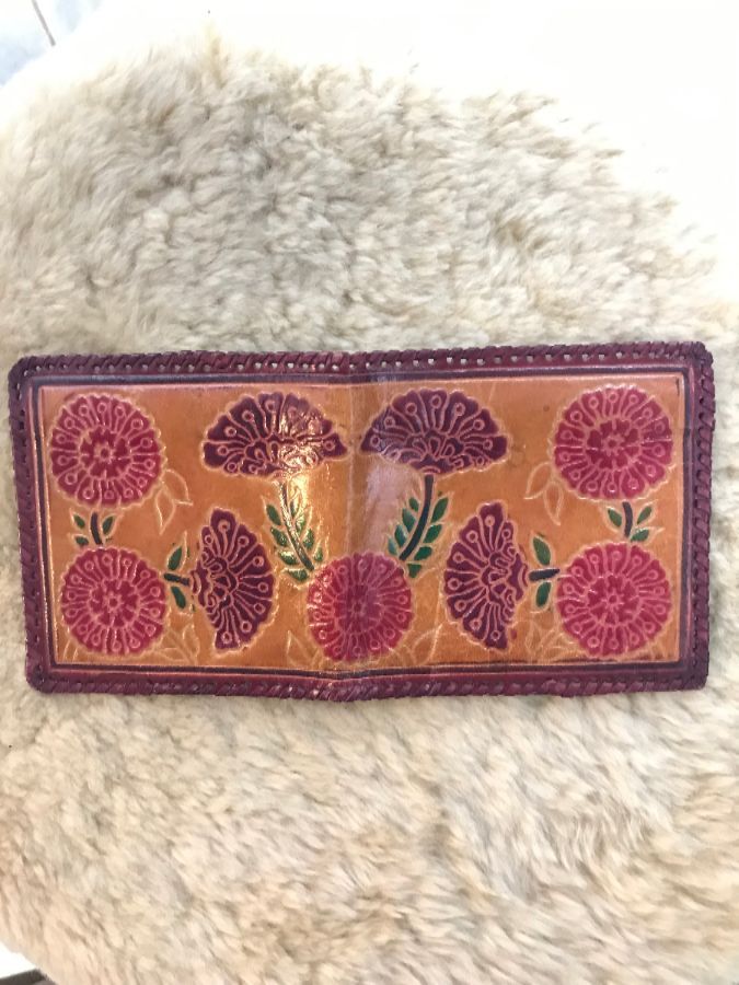 Vintage Designer Wallet With Hand Painted Flowers 