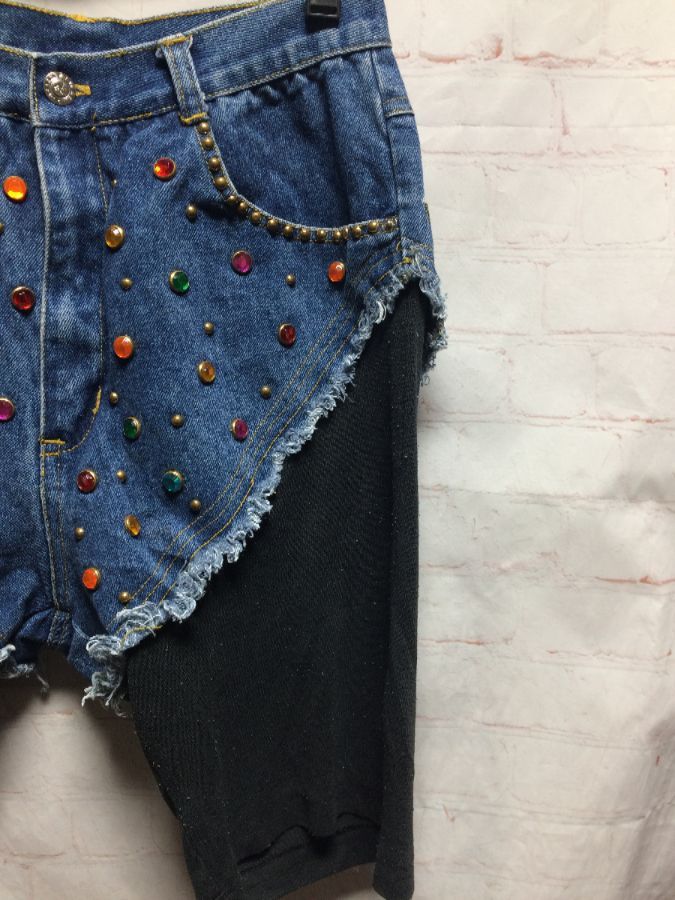 Crazy Funky 1980s Bejeweled Denim Shorts With Attached Leggings ...