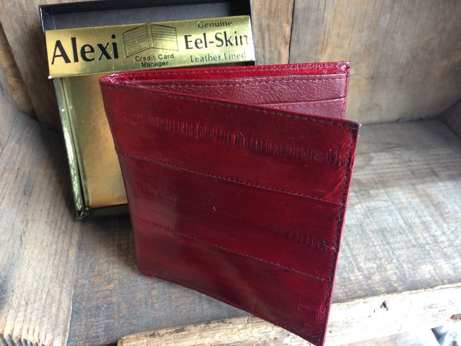 100% Authentic Eel Skin Money Clip / Credit Card Wallet with ID Window - EB-1549