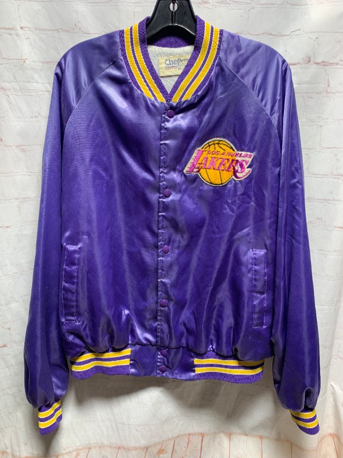 Vintage 80s LOS ANGELES LAKERS NBA Chalk Line Nylon Jacket L