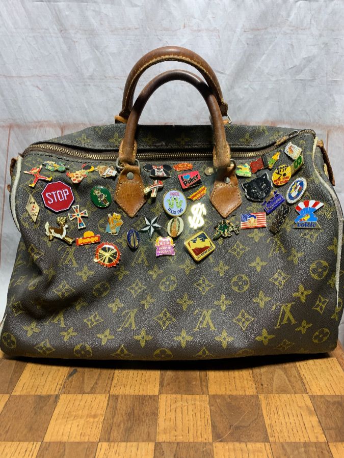 Used Louis Vuitton Speedy 30 Brw/Pvc/Pull Leather Damaged Bag