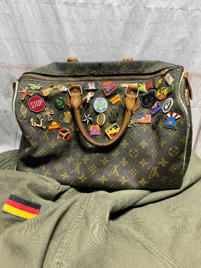 Used Louis Vuitton Speedy 30 /Pvc/Brw/Zipper Pull Damaged Bag