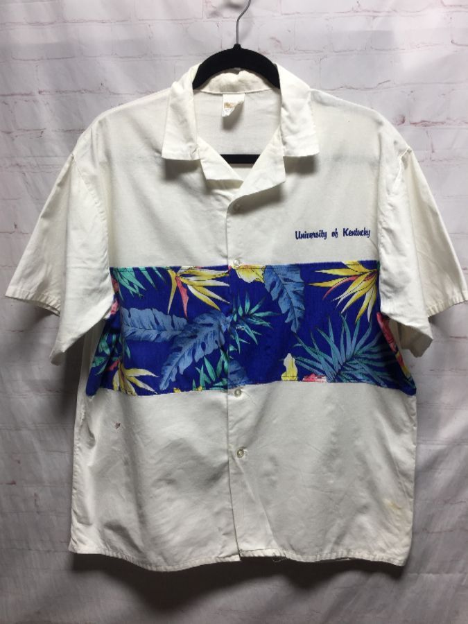 University Of Kentucky W/ Hawaiian Print Cotton Shirt | Boardwalk Vintage