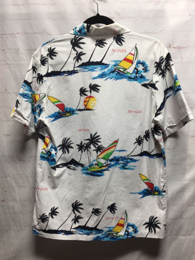 Jamaica/wind Surfer/palm Trees Print Cotton Hawaiian Shirt | Boardwalk ...