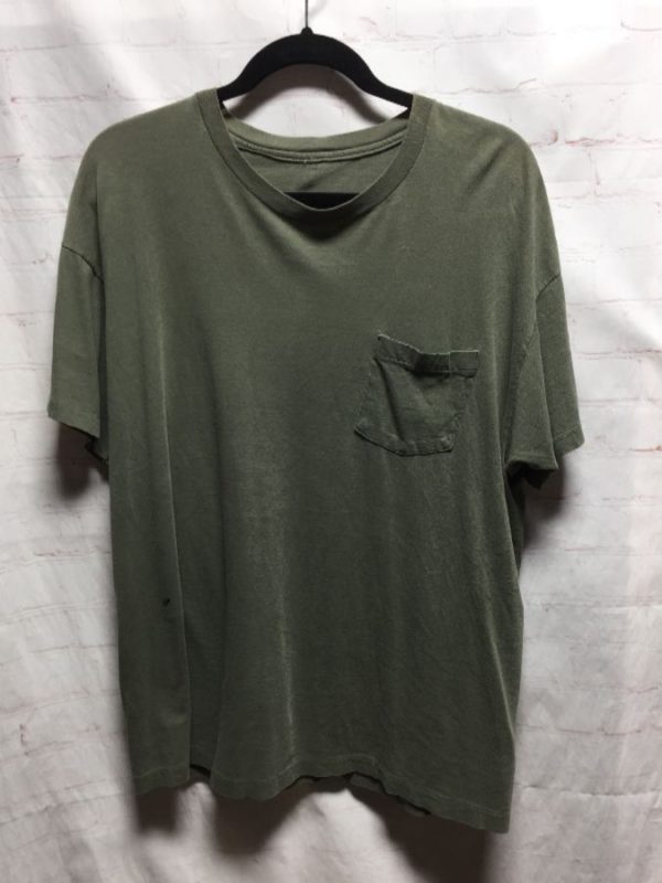 T SHIRT PLAIN OLIVE GREEN FRONT POCKET SOFTY » Boardwalk Vintage