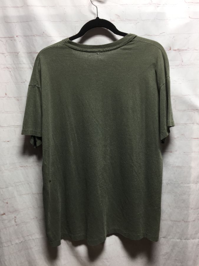 T Shirt Plain Olive Green Front Pocket Softy | Boardwalk Vintage