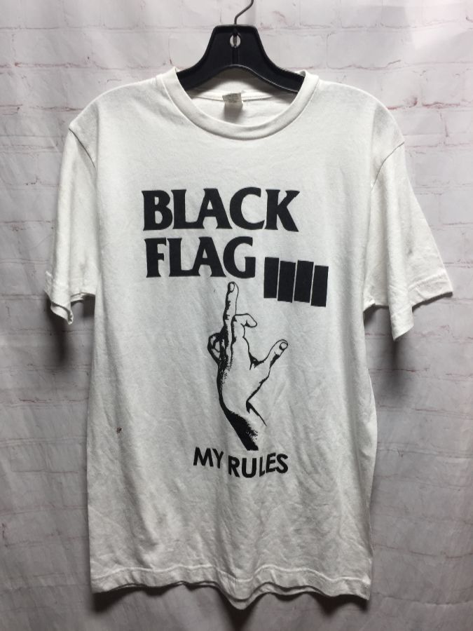 Black Flag My Rules & Middle Finger Graphic T-shirt | Boardwalk Vintage