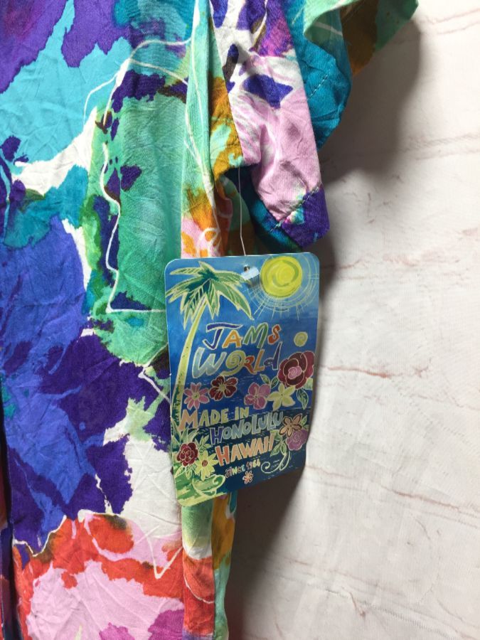 Jams World Hawaiian Shirt Rayon W/ Watercolor Print | Boardwalk Vintage
