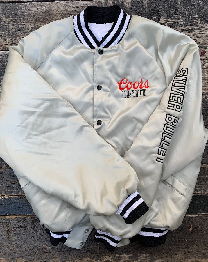Embroidered Coors Light/silver Bullet Satin Racing Jacket 