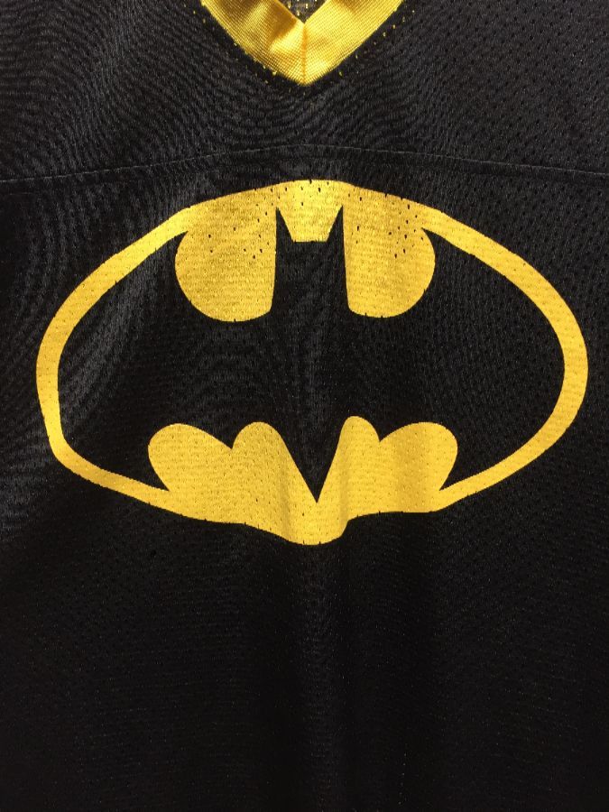 Retro Batman Logo #1 W/ Striped Sleeves Football Jersey | Boardwalk Vintage