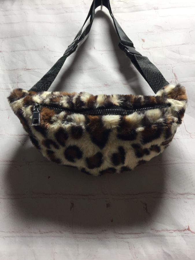 Fuzzy Faux Fur Leopard Print Fanny Pack W/ Zip-up & Adjustable Belt ...