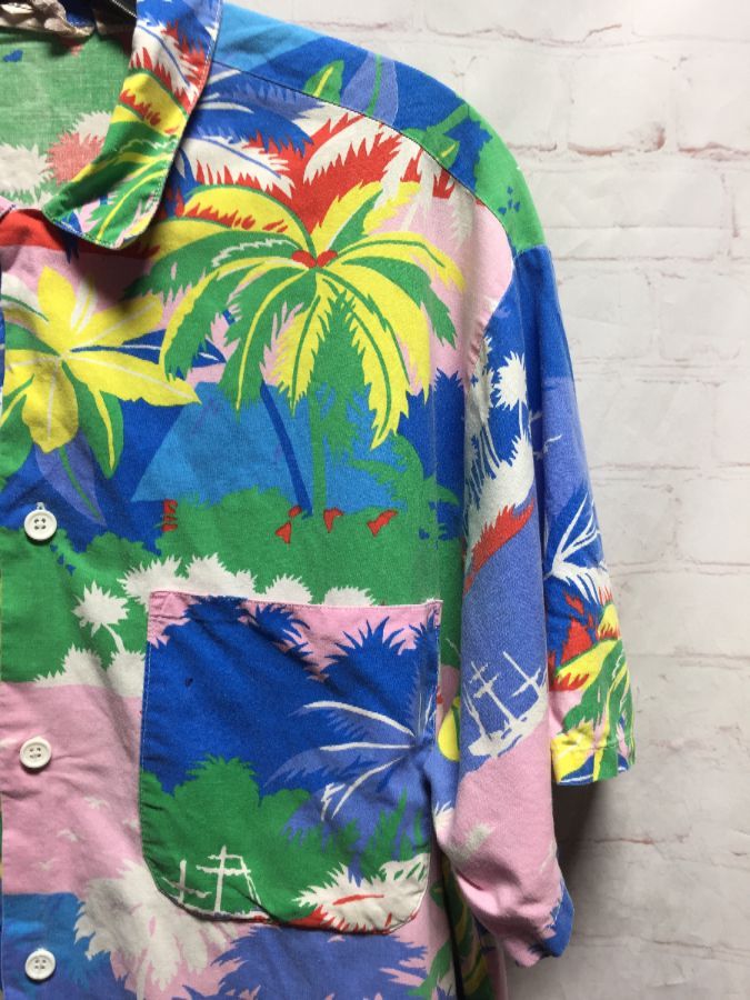 Vintage Cotton Pastel Colored Hawaiian Print Shirt | Boardwalk Vintage