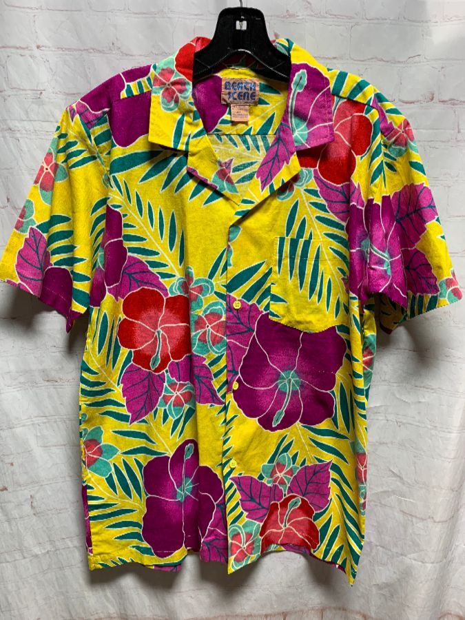 Bright Vibrant Colored Floral Print Cotton Hawaiian Shirt | Boardwalk ...