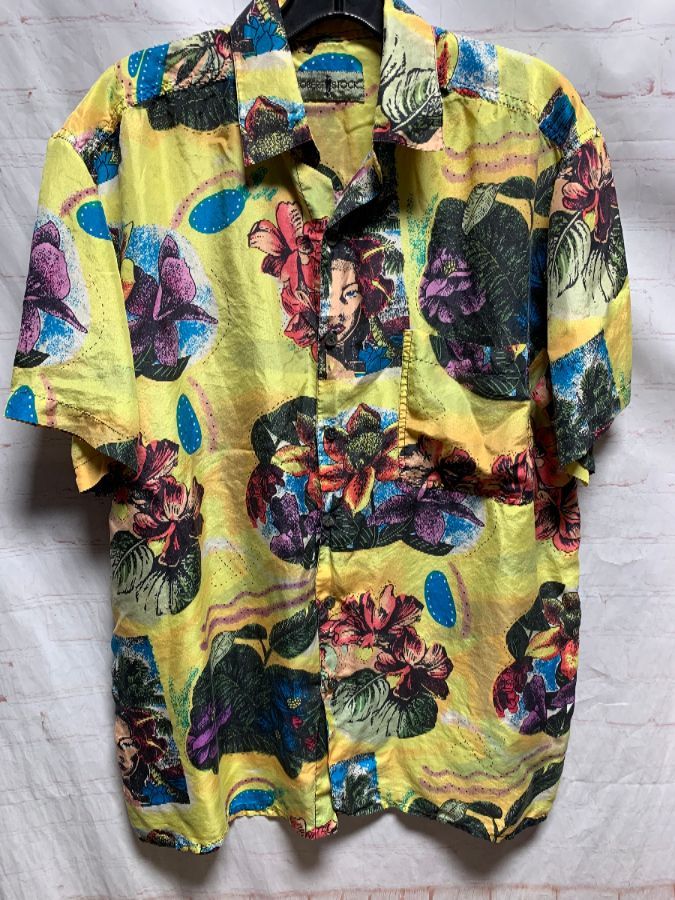 Silk Hawaiian Shirt W/ Tropical Floral Print | Boardwalk Vintage