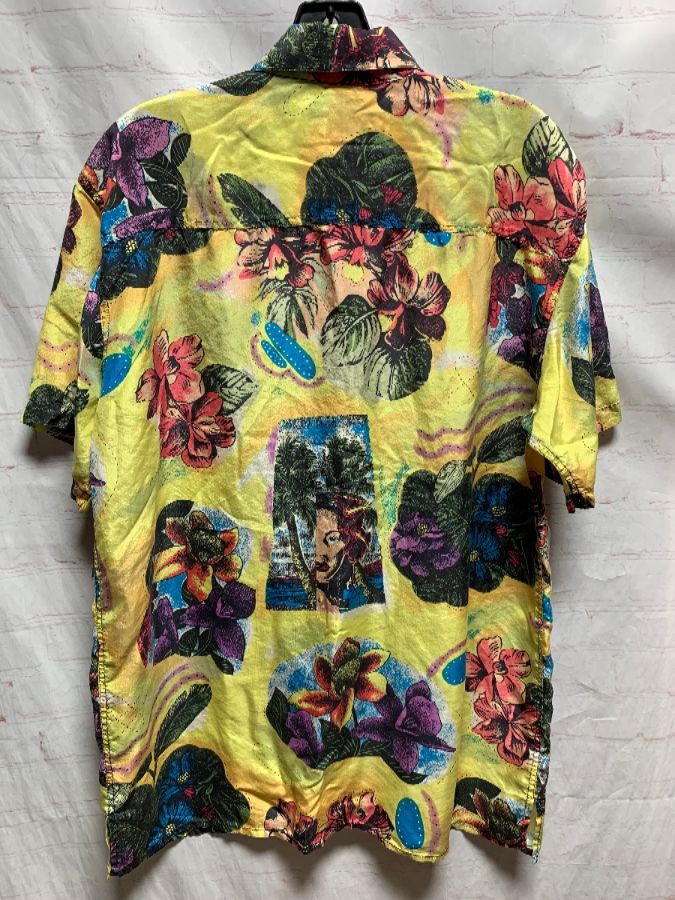 Silk Hawaiian Shirt W/ Tropical Floral Print | Boardwalk Vintage