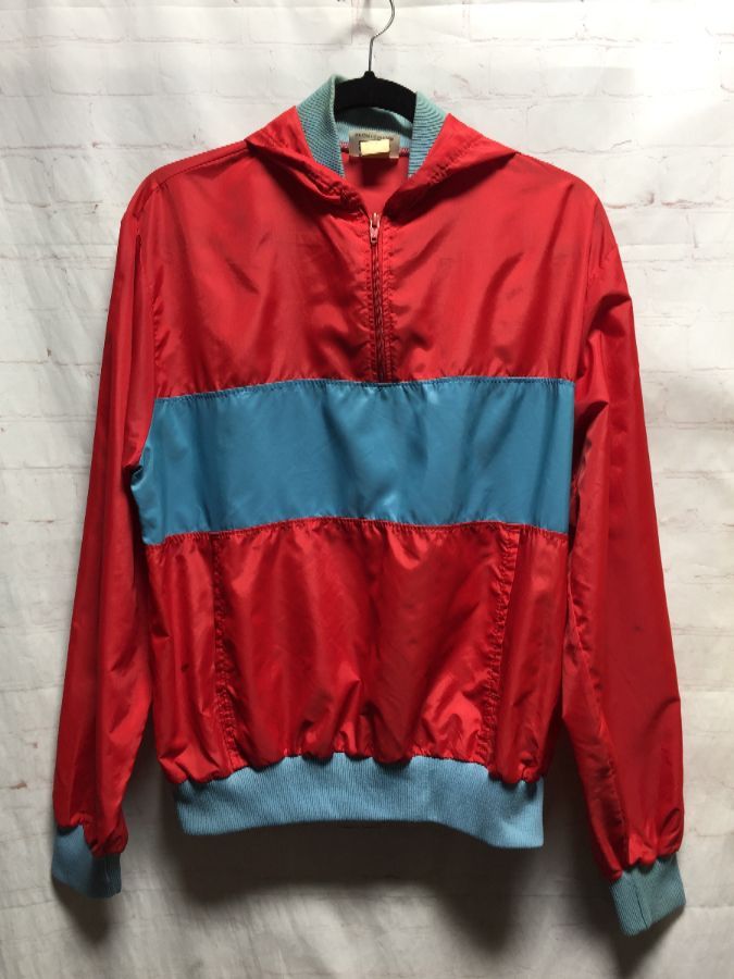 Hooded Windbreaker Pullover Jacket W/ 1/4 Zip-up | Boardwalk Vintage