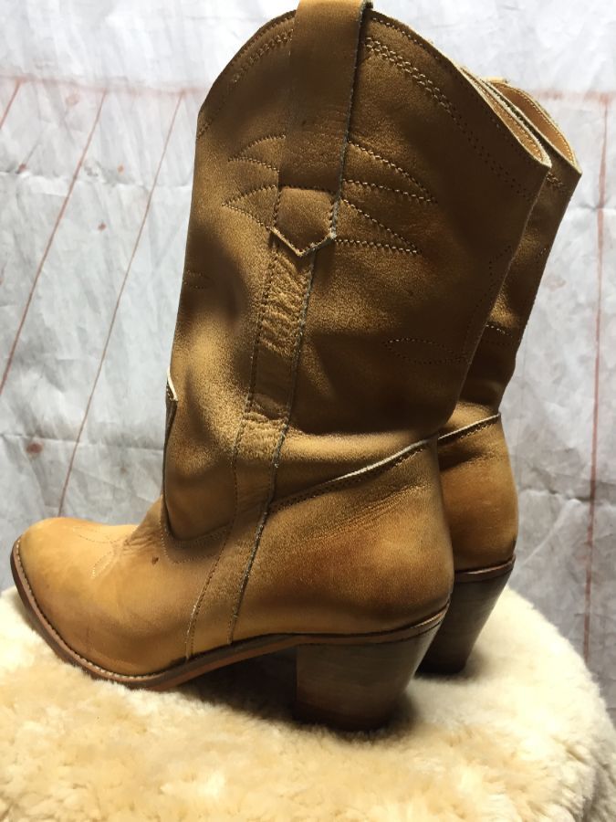 Butter Soft Leather Cowboy Boots W/ Stacked Riding Heel | Boardwalk Vintage