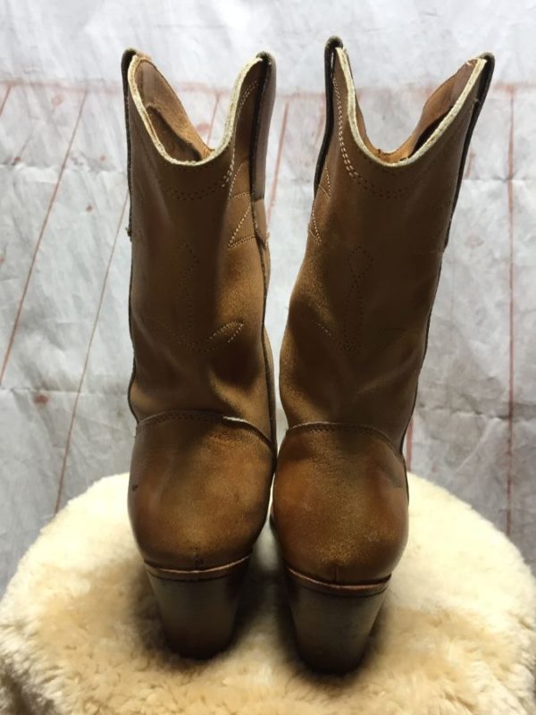 Butter Soft Leather Cowboy Boots W/ Stacked Riding Heel | Boardwalk Vintage