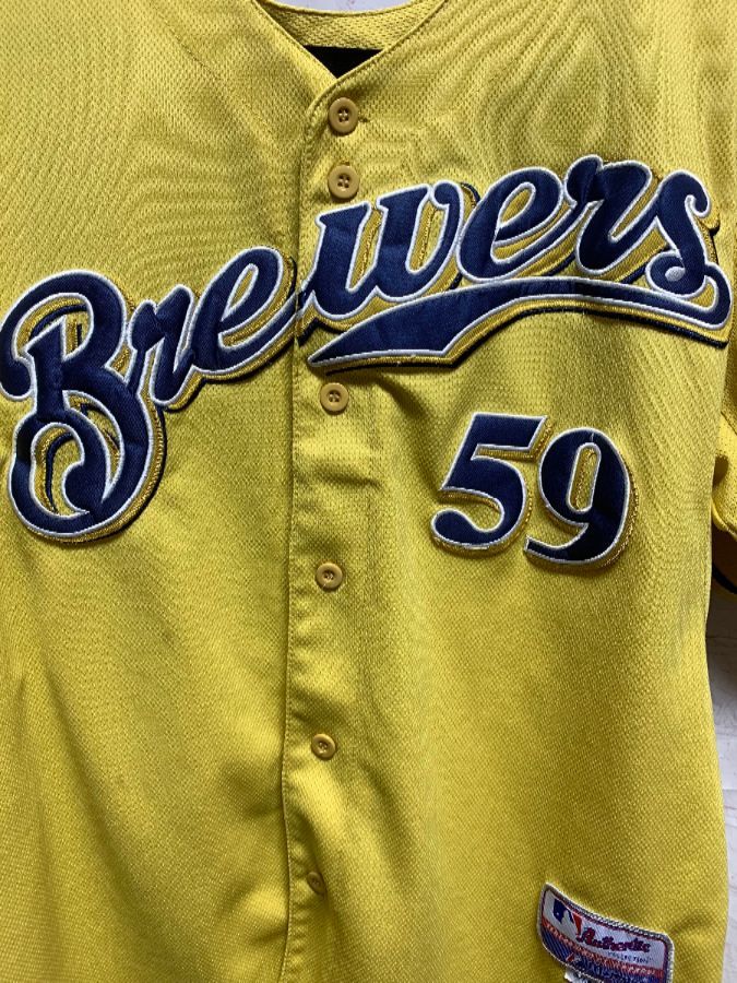 Vtg 90's Sewn Authentic Majestic Milwaukee Brewers 49 