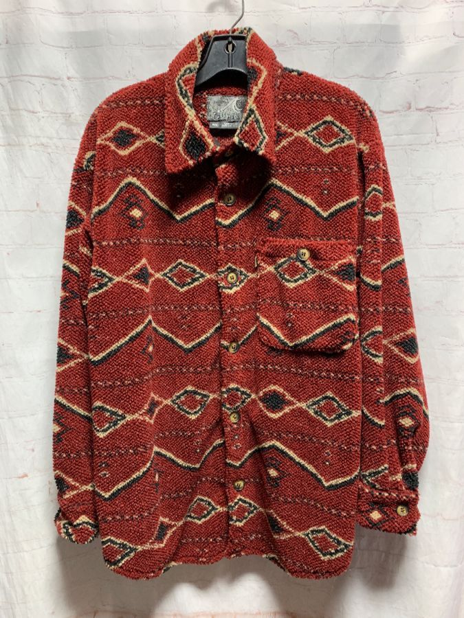 Heavy/soft Woven Flannel Shirt W/ Ethnic Tribal Pattern | Boardwalk Vintage