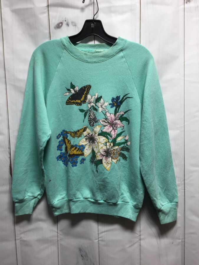 Butterfly Floral Print Sweatshirt | Boardwalk Vintage