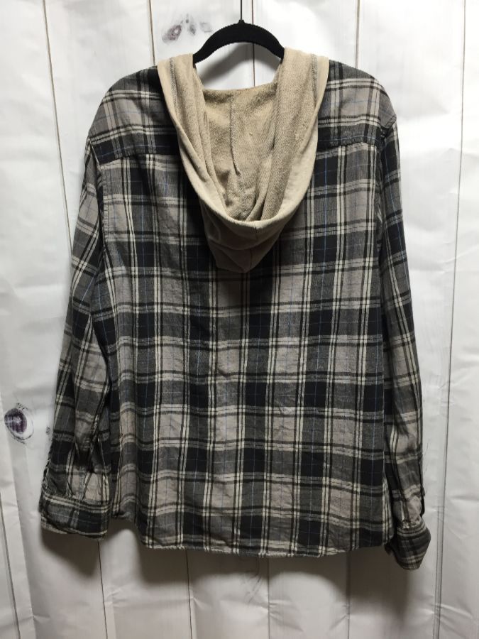 Cool 1990's Hooded Plaid Pattern Flannel Shirt