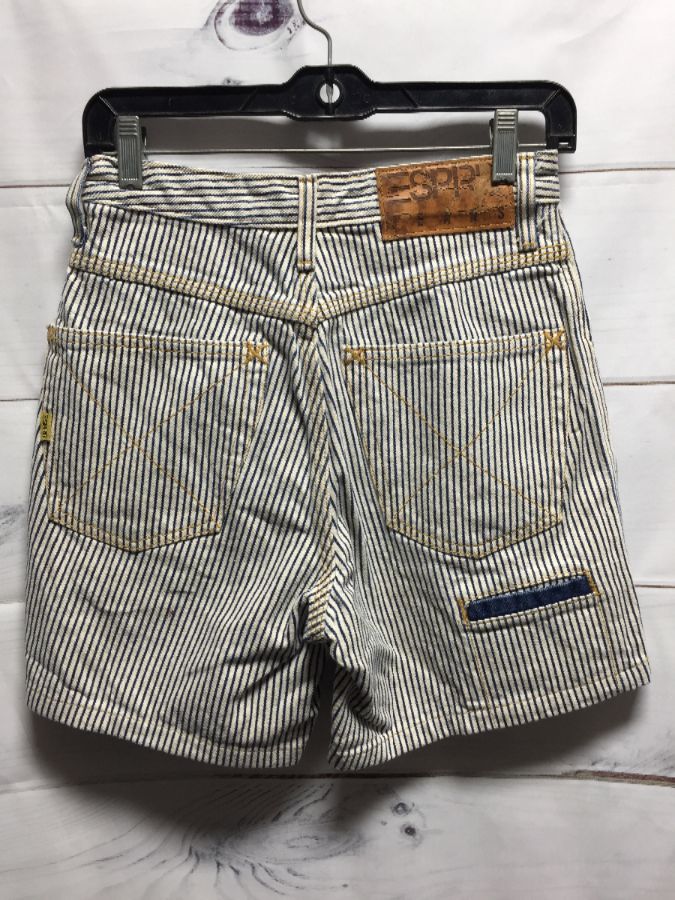 Vintage 1980’s Esprit Shorts Railroad Striped Denim Shorts W/ Button ...