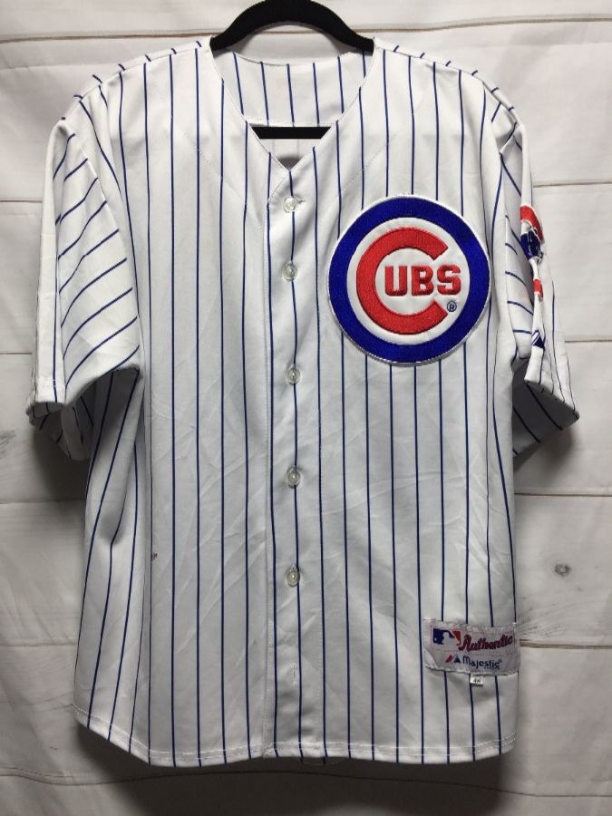 Mens Majestic Vintage Chicago Cubs MLB Button Down Baseball Jersey