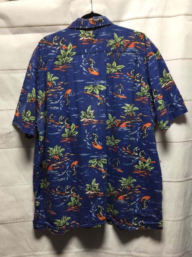 1990’s The Gap Cotton Hawaiian Shirt W/ Surfer & Palm Tree Print ...
